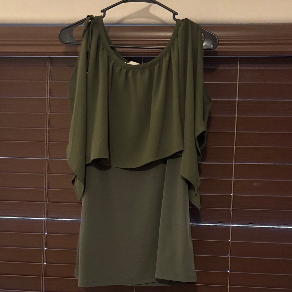 Olive Green Michaels kors cold shoulder top